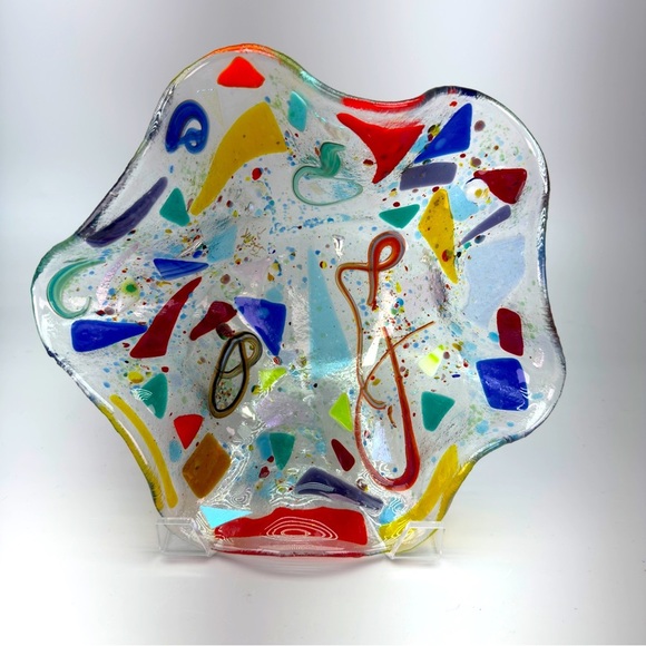 Handblown Studio Art Fused Glass Bowl - Picture 1 of 9